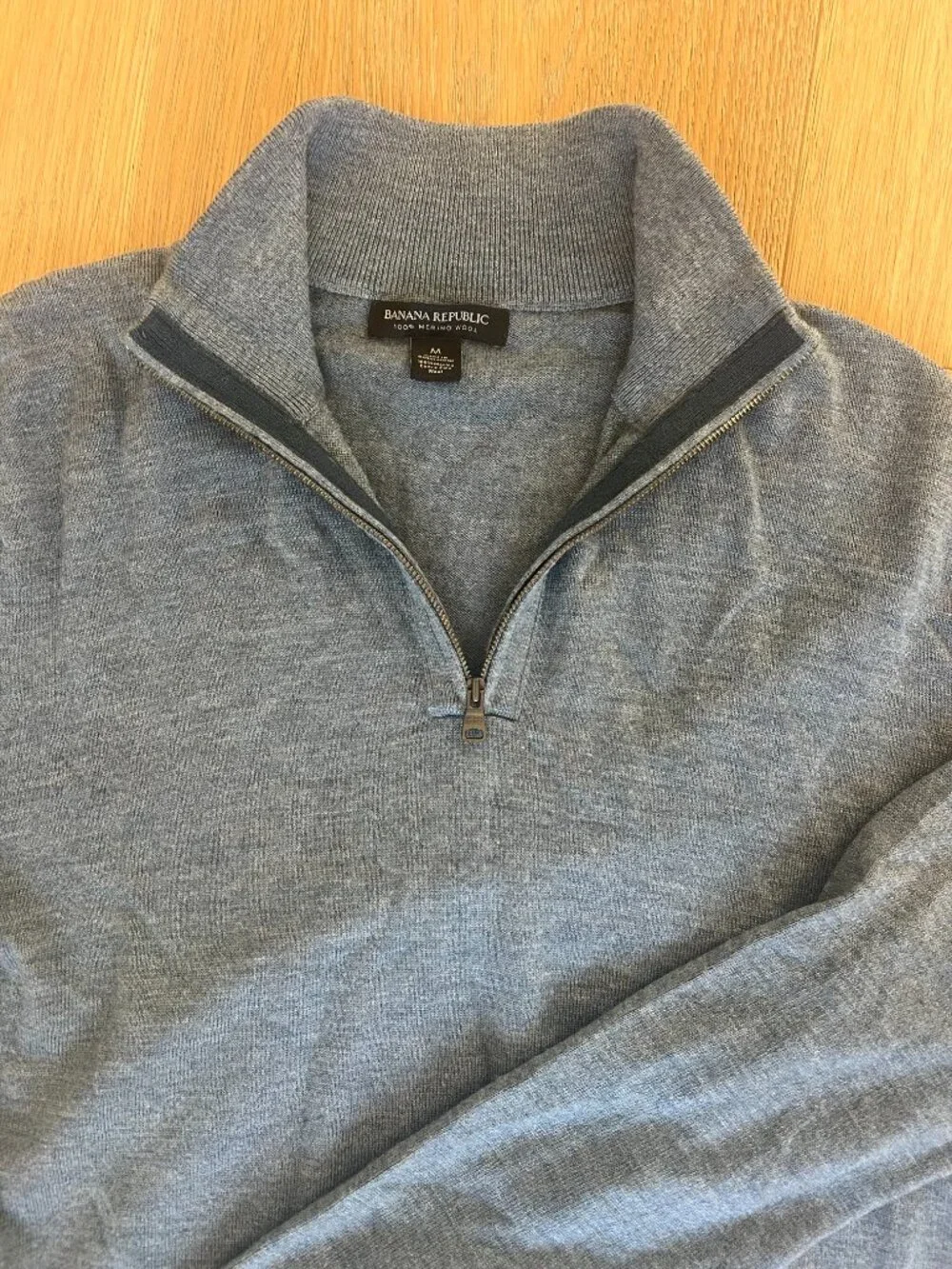 BR Blue Quarter Zip Merino Wool Sweater MEDIUM